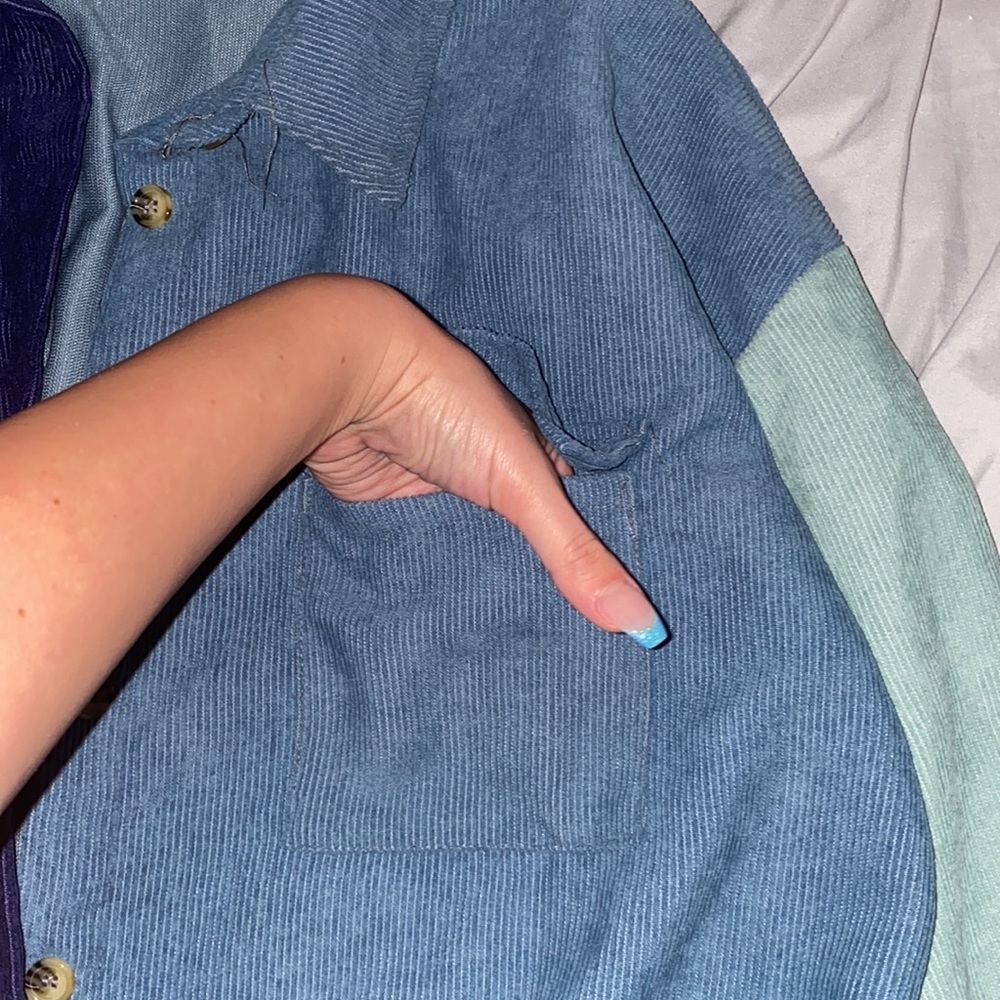 Blue Color Block Shacket - Picture 5 of 11